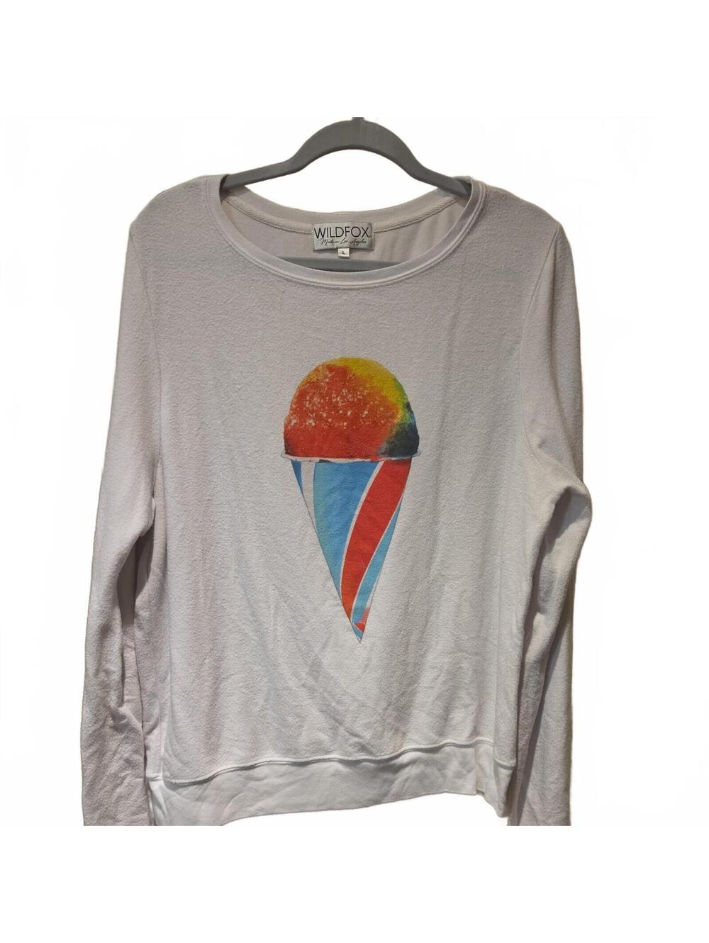 Wildfox Snow Cone Graphic Sweatshirt Made in USA White Pullover Large